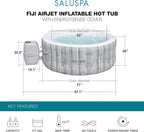Large Round 2 to 4 Person Inflatable Hot Tub Portable Outdoor Spa with 120 AirJets and EnergySense Cover, Grey