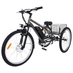 26 Inch Adult 3 Wheel Electric Tricycle with Basket, Fat Tires,7 Speeds,350W Powerful Motor, 36V 10Ah Removable Battery – Dark Gray