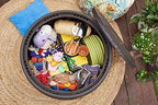 37 Gallon Round Deck Box, Patio Table for Outdoor Cushion Storage, Brown