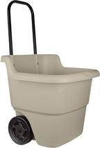 15.5 Gallon Multi-Purpose Rolling Cart with Wheels, Durable Plastic, Brown/Taupe