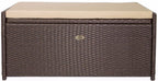 Outdoor Storage Bench Rattan Style Deck Box Wicker Patio Furniture Water Resistance w/Seat Cushion, 60-Gallon, Brown