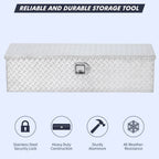 48 Inch Diamond Plate Truck Bed Tool Box with Shelf Silver