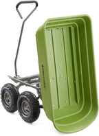 Heavy Duty Poly Utility Dump Wagon Garden Cart w/Pneumatic Tires, 6 Cu Ft - 1200 lb Capacity Outdoor Wheelbarrow for Yard, Landscaping & Gardening, Lawn Tractor or ATV Towable-Gorilla Carts