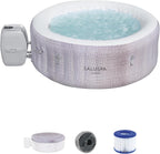 Large Round 2 to 4 Person Inflatable Hot Tub Portable Outdoor Spa with 120 AirJets and EnergySense Cover, Grey