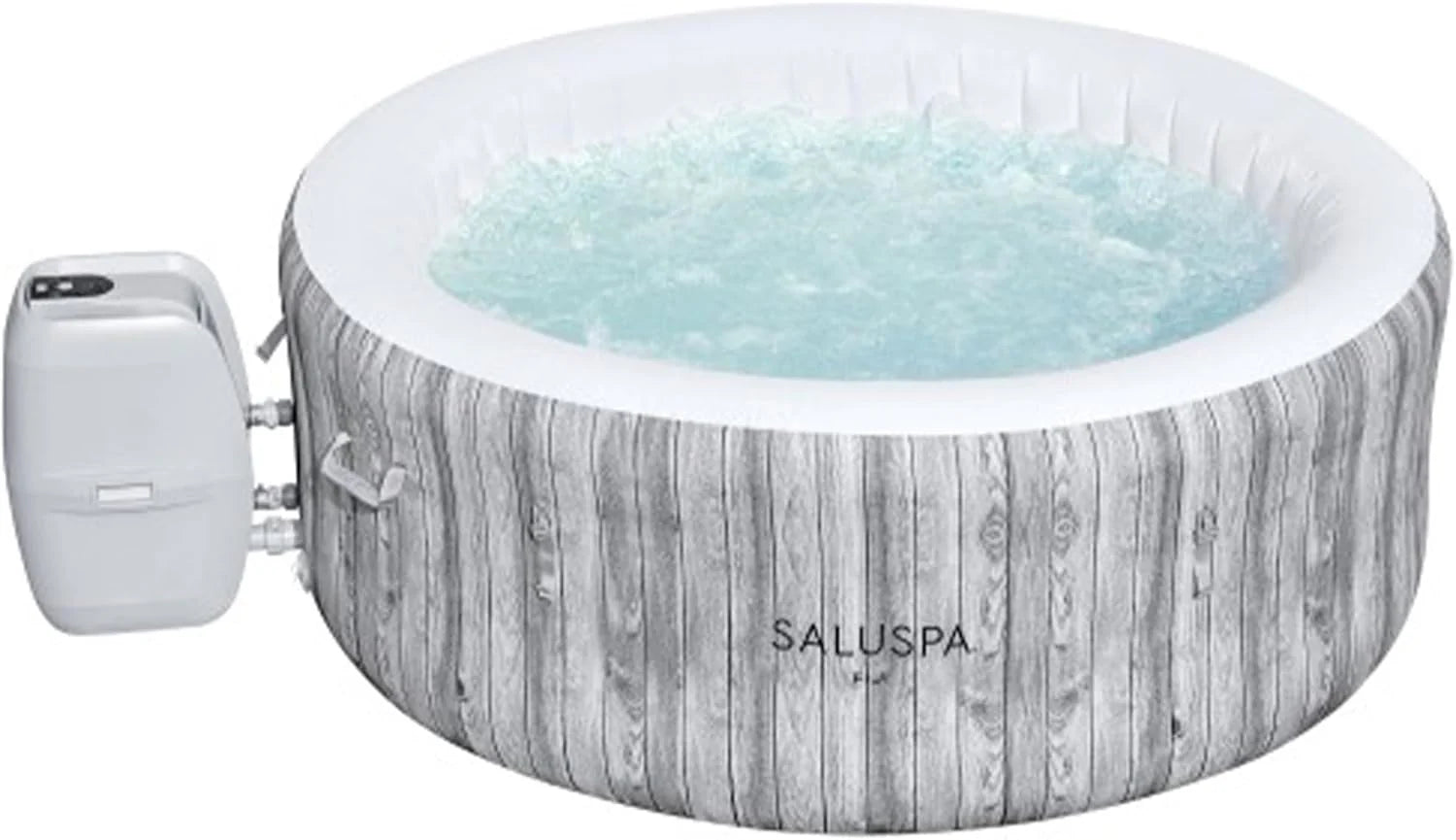 Large Round 2 to 4 Person Inflatable Hot Tub Portable Outdoor Spa with 120 AirJets and EnergySense Cover, Grey