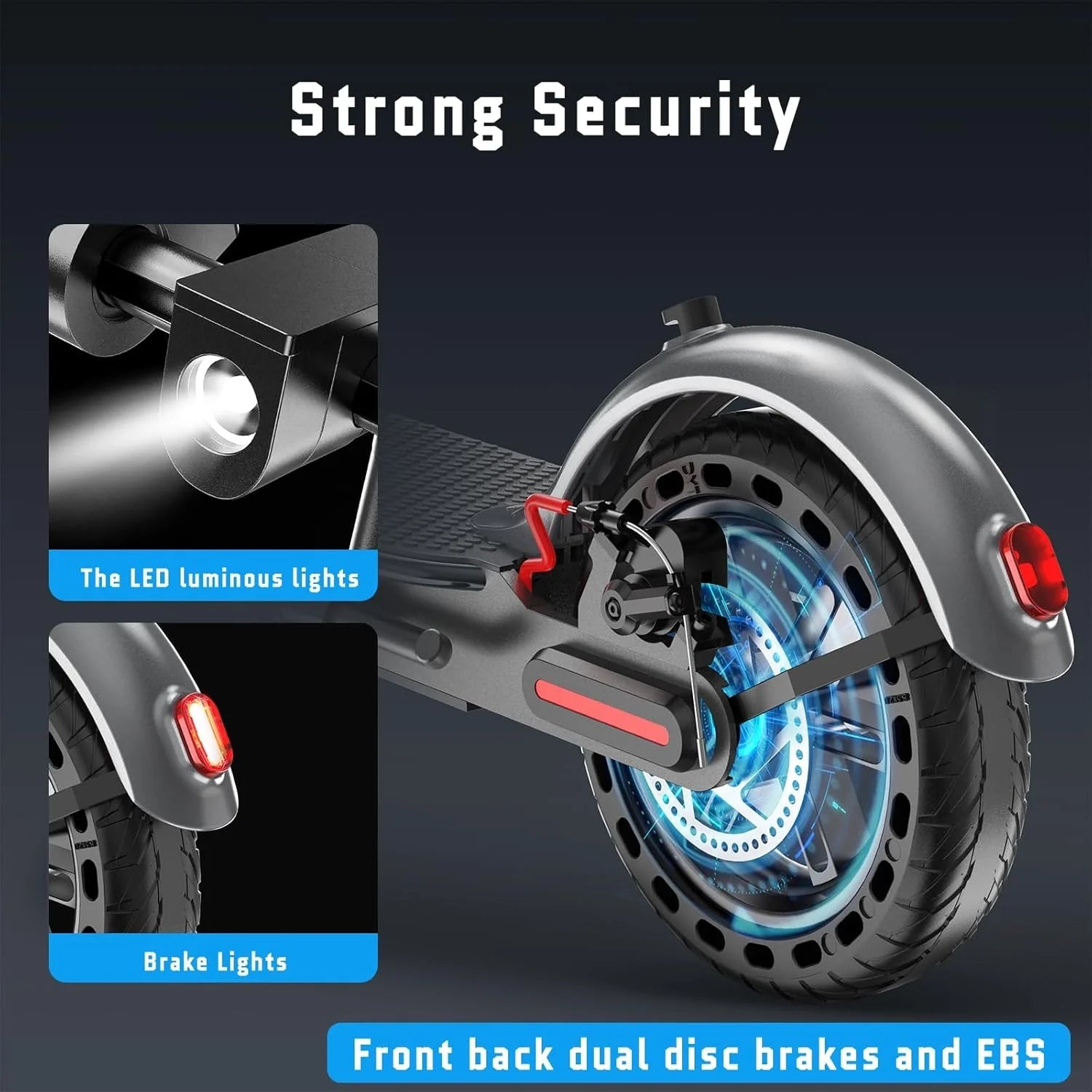 Electric Scooter - 8.5" Solid Tires, 350W Motor, Up to 19 MPH and 21-23 Miles Long-Range Portable Foldable Commuting Scooter for Adults with Double Braking System and App