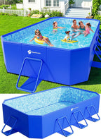 Foldable Pool, Large Non-Inflatable Swimming Pool For Kids,Adult Collapsible Pools Hard Plastic Shell, Oversized Thickened,Portable Folding Kids Pools for Backyard-Mosaic Design-115"x66"x20"