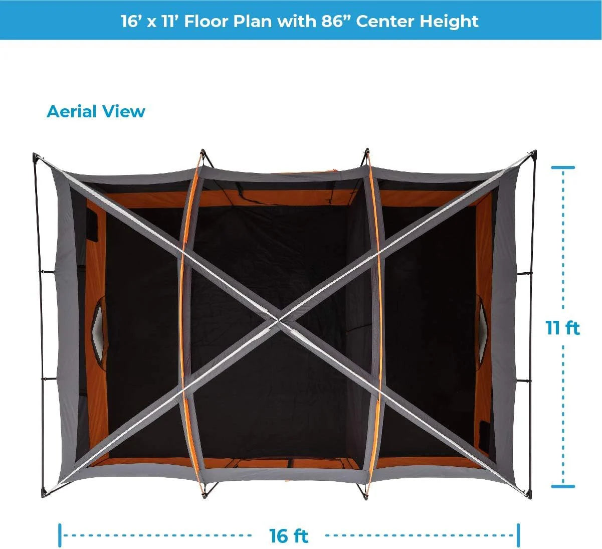 Straight Wall Cabin Tents | 10 Person / 11 Person / 12 Person Large Multi Room Family Tents for Car Camping & Outdoor Adventures