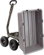 Heavy Duty Poly Utility Dump Wagon Garden Cart w/Pneumatic Tires, 6 Cu Ft - 1200 lb Capacity Outdoor Wheelbarrow for Yard, Landscaping & Gardening, Lawn Tractor or ATV Towable-Gorilla Carts