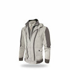 Front view of men’s casual hooded jacket coat with cotton lining and zip cardigan design