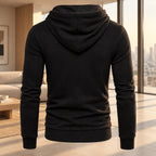 Men's fleece hooded sweater with embroidery detail