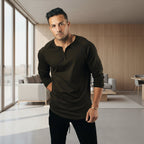 Front view of men’s slim fit fitness T-shirt designed for athletic muscle style