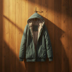 Front view of men’s fleece hooded jacket with zip cardigan design for winter casual wear