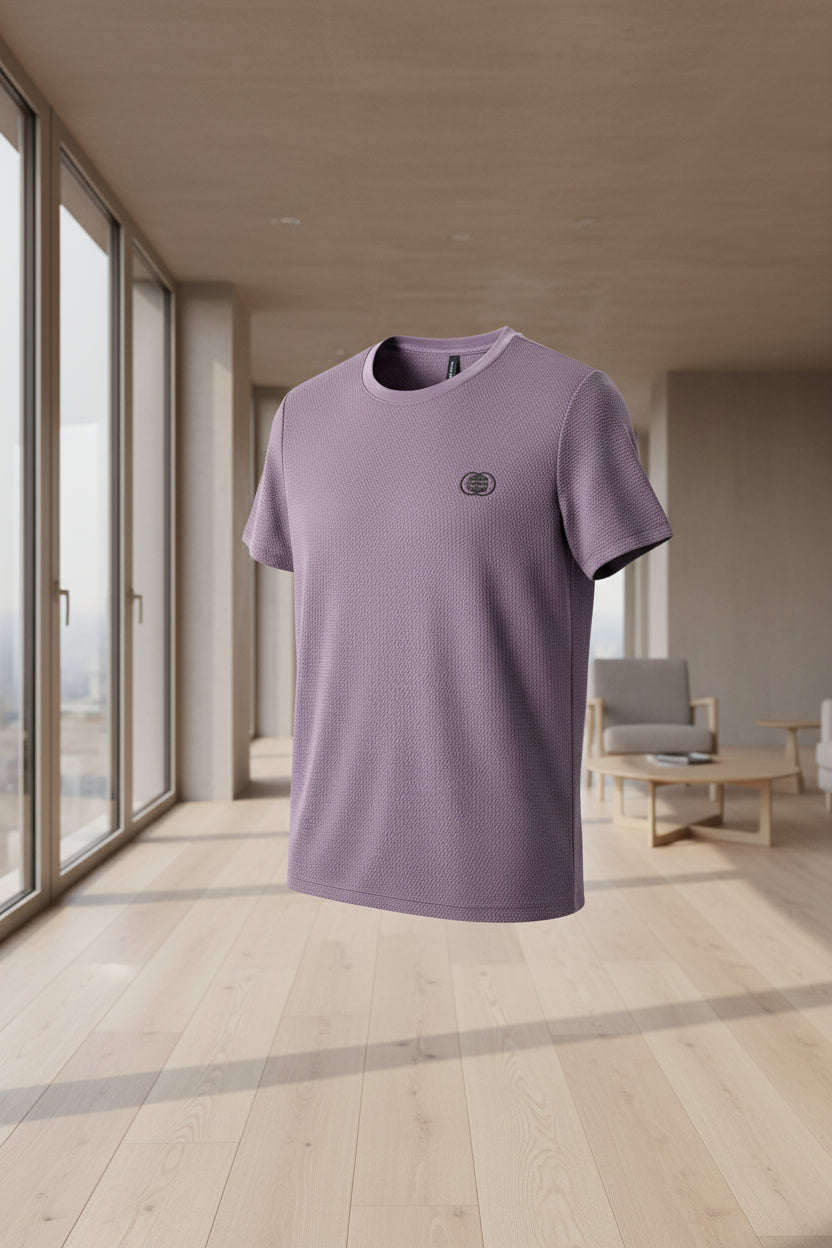 Front view of men’s oversized ice silk cotton T-shirt with loose casual fit design