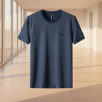 Front view of men’s oversized ice silk cotton T-shirt with loose casual fit design