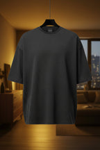 Front view of men’s oversized ice silk cotton T-shirt with loose casual fit design