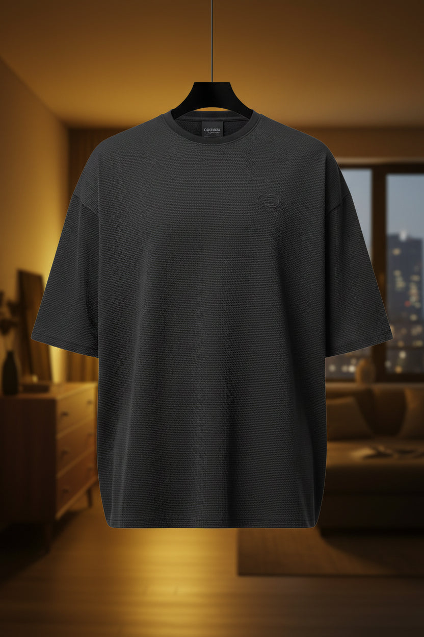 Front view of men’s oversized ice silk cotton T-shirt with loose casual fit design