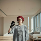 Front view of men’s Yinshan Tide loose fit cotton T-shirt in casual streetwear style