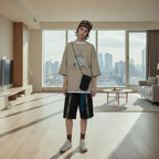 Front view of men’s Yinshan Tide loose fit cotton T-shirt in casual streetwear style