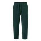 Front view of men’s winter corduroy jogger pants with simple streetwear design